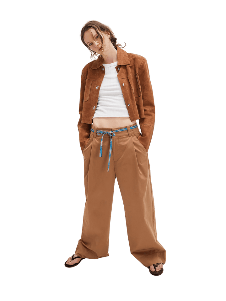 Free People Buckle Back Trousers in Tobacco Combo | Twentyseven Toronto