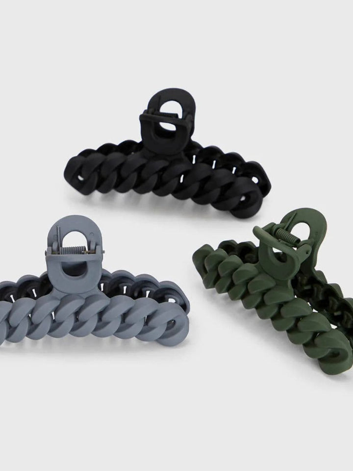 KITSCH Eco-friendly Chain Claw Clip 3pc Set - Black/Moss | Twentyseven Toronto