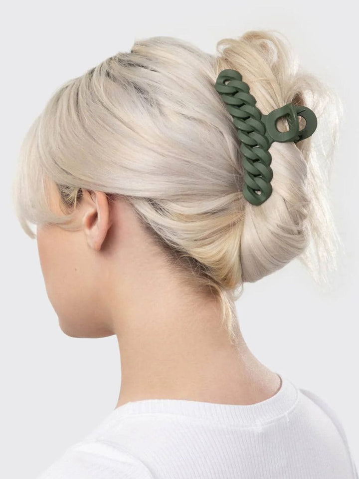 KITSCH Eco-friendly Chain Claw Clip 3pc Set - Black/Moss | Twentyseven Toronto