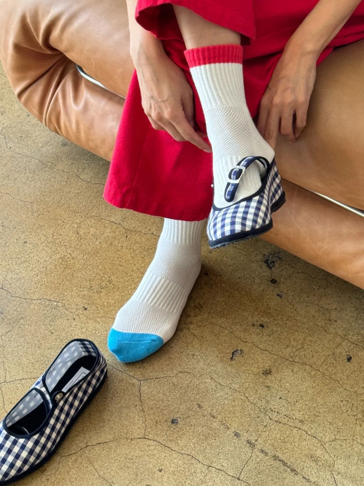 Le Bon Shoppe Color Block Girlfriend Socks in Blue Red | Twentyseven Toronto