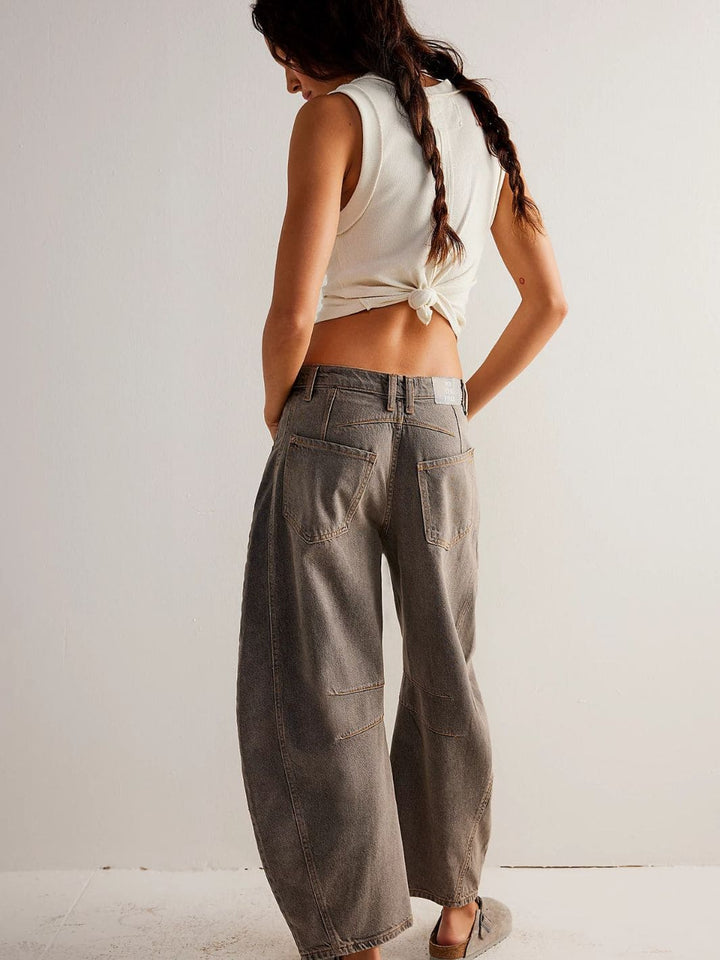 Free People Good Luck Mid-Rise Barrel Jeans in Archive Grey | Twentyseven