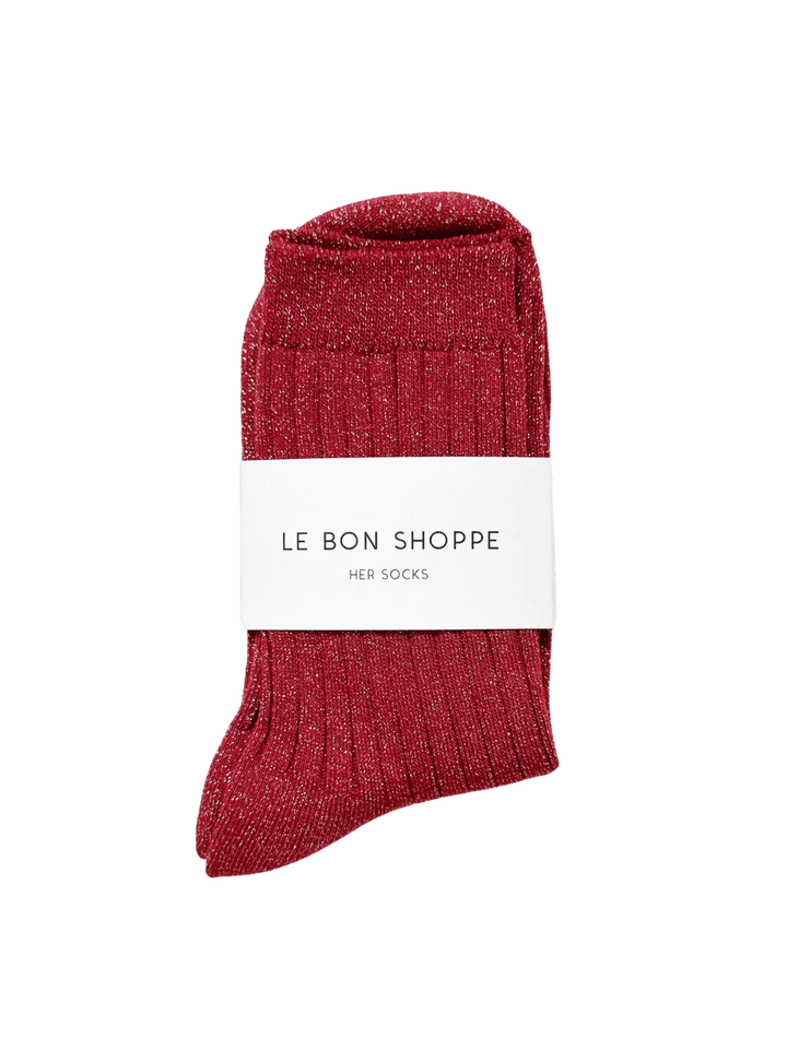 Le Bon Shoppe Her Socks (MODAL Lurex) - Carmine Glitter | Twentyseven Toronto