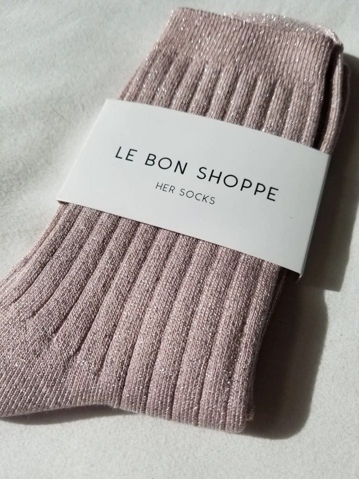 Le Bon Shoppe Her Socks (MODAL Lurex) - Rose Glitter | Twentyseven Toronto