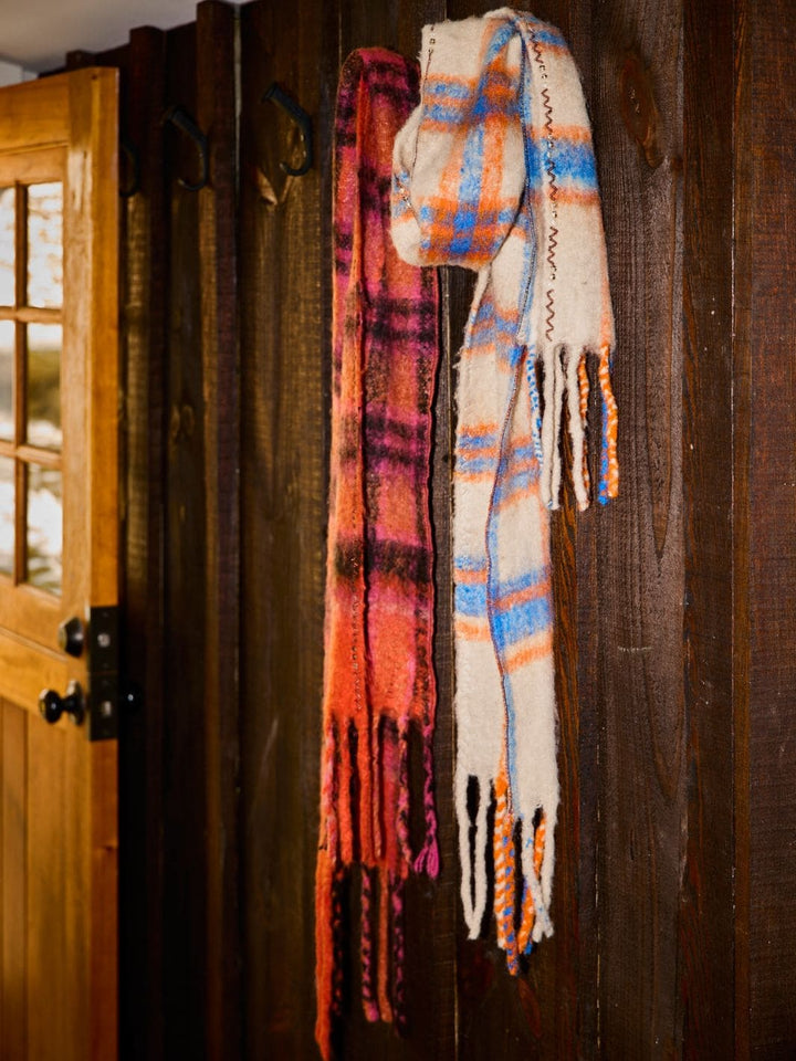 Free People Highland Plaid Skinny Scarf in Pink Combo | Twentyseven Toronto
