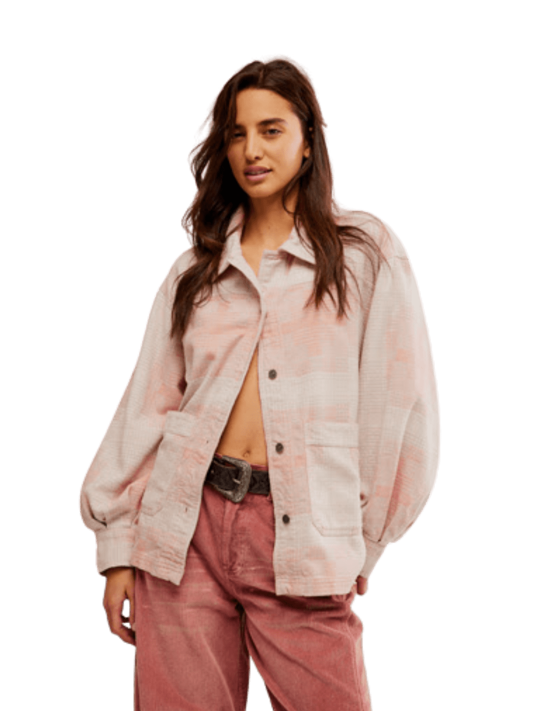 Free People We The Free Keep It Cozy Shirt in Berry Combo