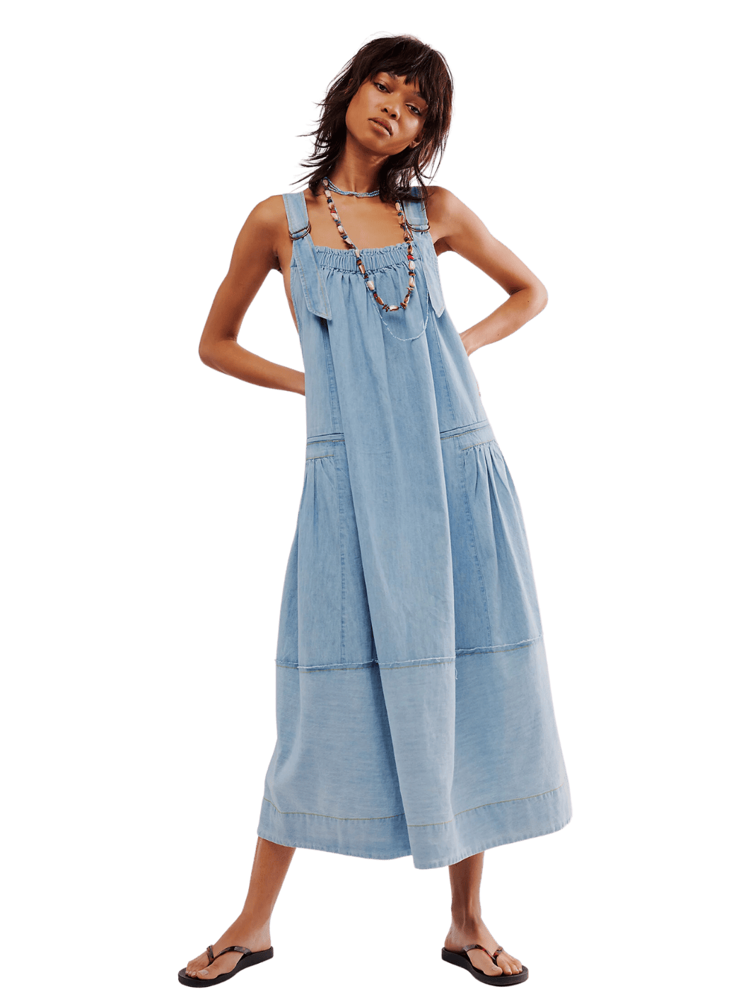Free People Machu Barrel Midi Dress - Frost
