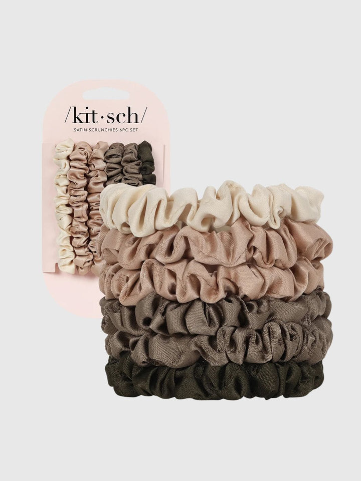 KITSCH Ultra Petite Satin Scrunchies 6pc - Eucalyptus | Twentyseven Toronto