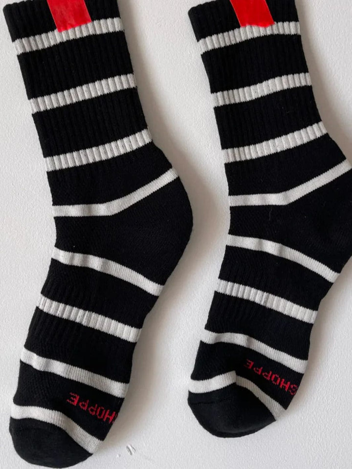 Le Bon Shoppe Striped Boyfriend Socks - Black Stripe | Twentyseven Toronto