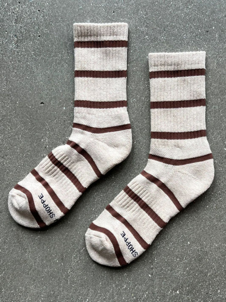 Le Bon Shoppe Striped Boyfriend Socks - Flax Stripe | Twentyseven Toronto