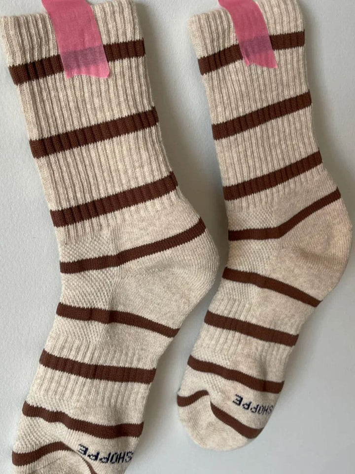 Le Bon Shoppe Striped Boyfriend Socks - Flax Stripe | Twentyseven Toronto