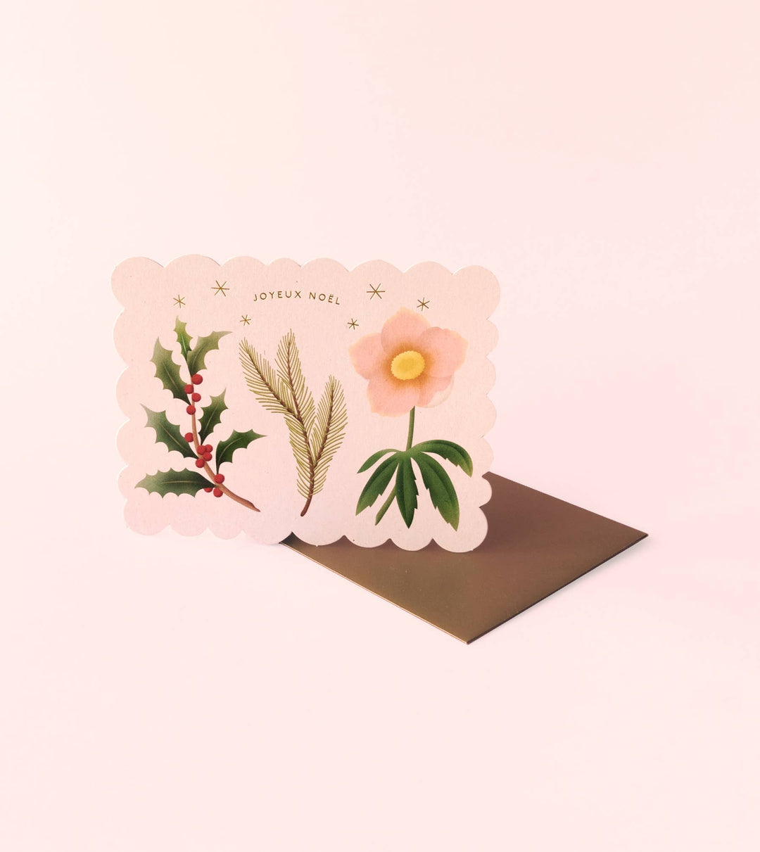 Pink Joyeux Noël Holiday Die Cut Card