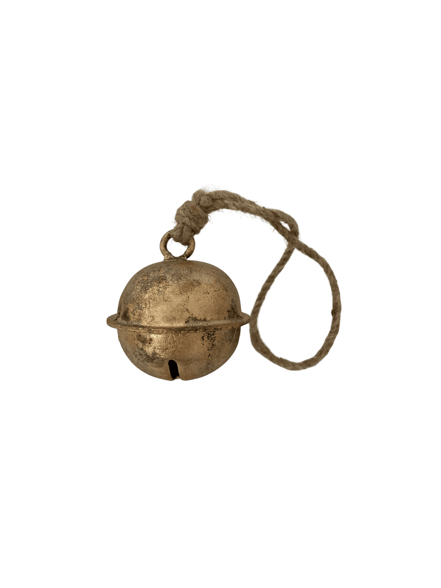 Fort & Field 2 1/2" Cross-Cut Sleigh Jingle Brass Finish Bell Jute Hanger | Twentyseven Toronto