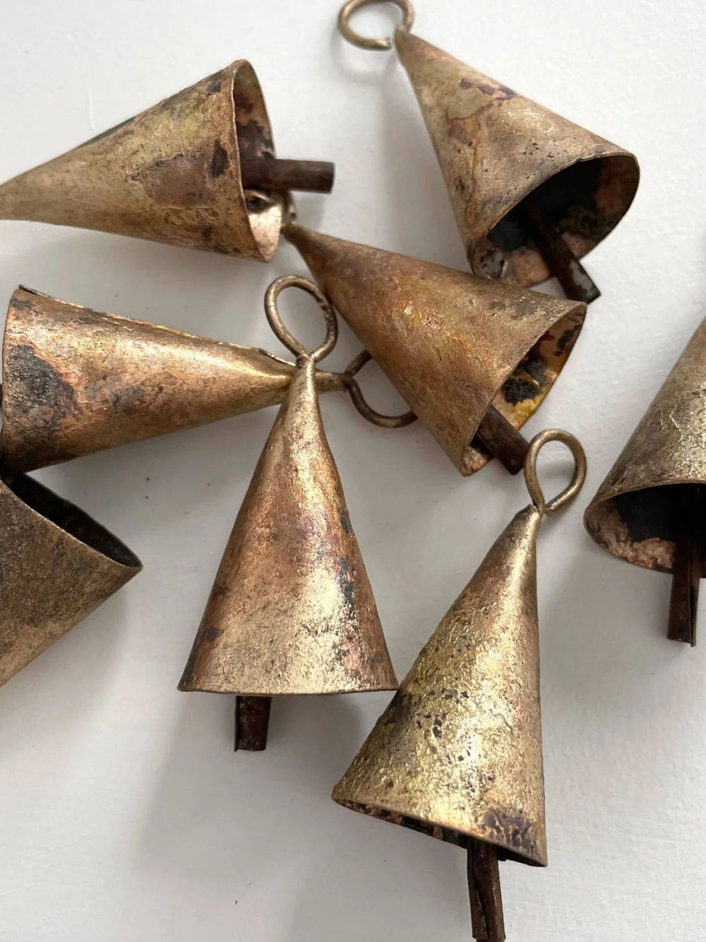Fort & Field 2 1/4" Rustic Cone Shape Tin Brass Finish Bell Metal Striker | Twentyseven Toronto