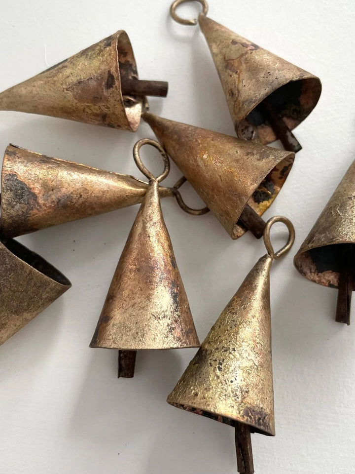 Fort & Field 2 1/4" Rustic Cone Shape Tin Brass Finish Bell Metal Striker | Twentyseven Toronto