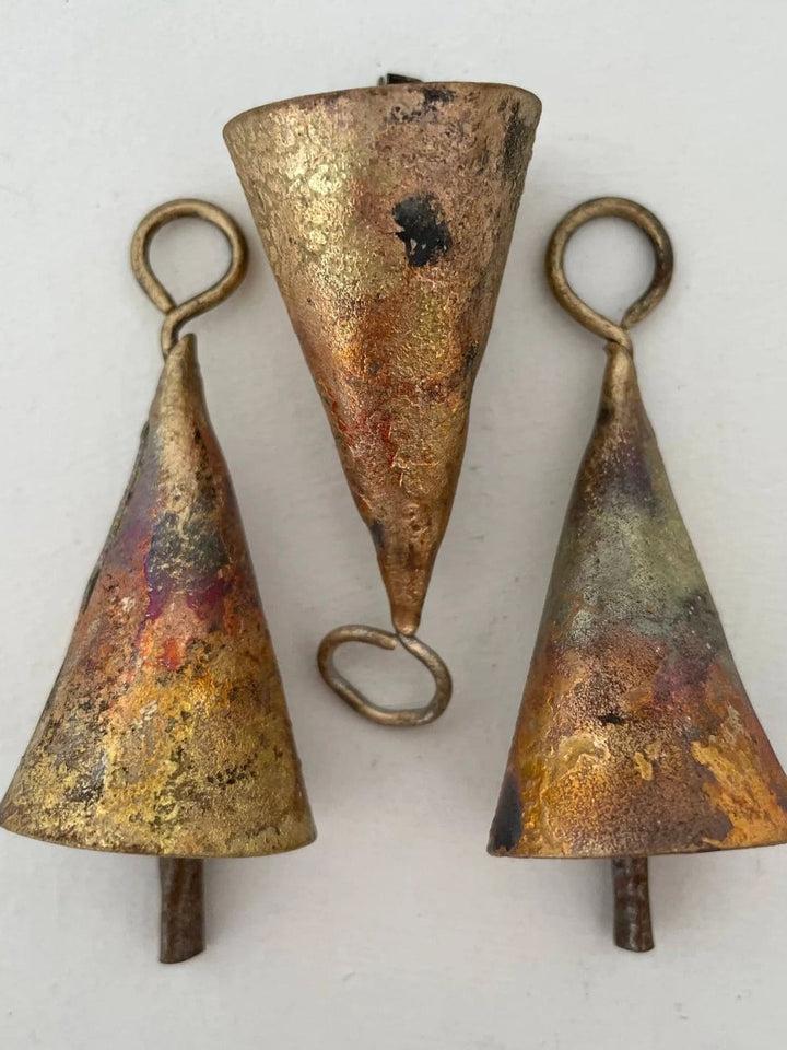 Fort & Field 2 1/4" Rustic Cone Shape Tin Brass Finish Bell Metal Striker | Twentyseven Toronto