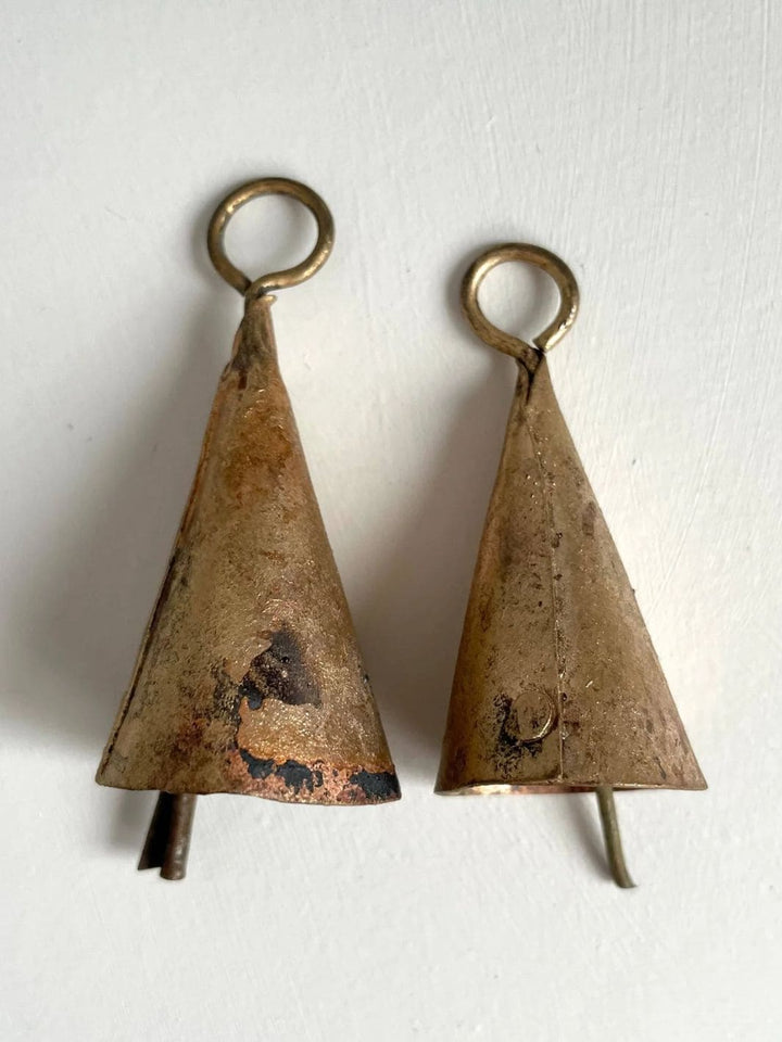 Fort & Field 2 1/4" Rustic Cone Shape Tin Brass Finish Bell Metal Striker | Twentyseven Toronto