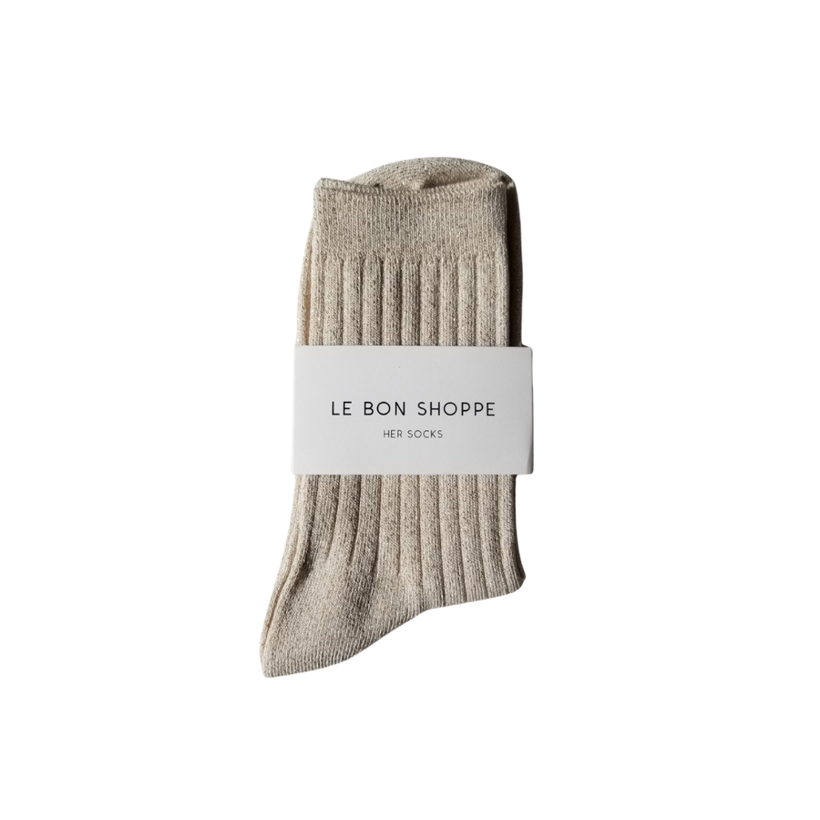 Twentyseven Toronto - Le Bon Shoppe Her Socks (MODAL Lurex) - Ivory Gold Glitter