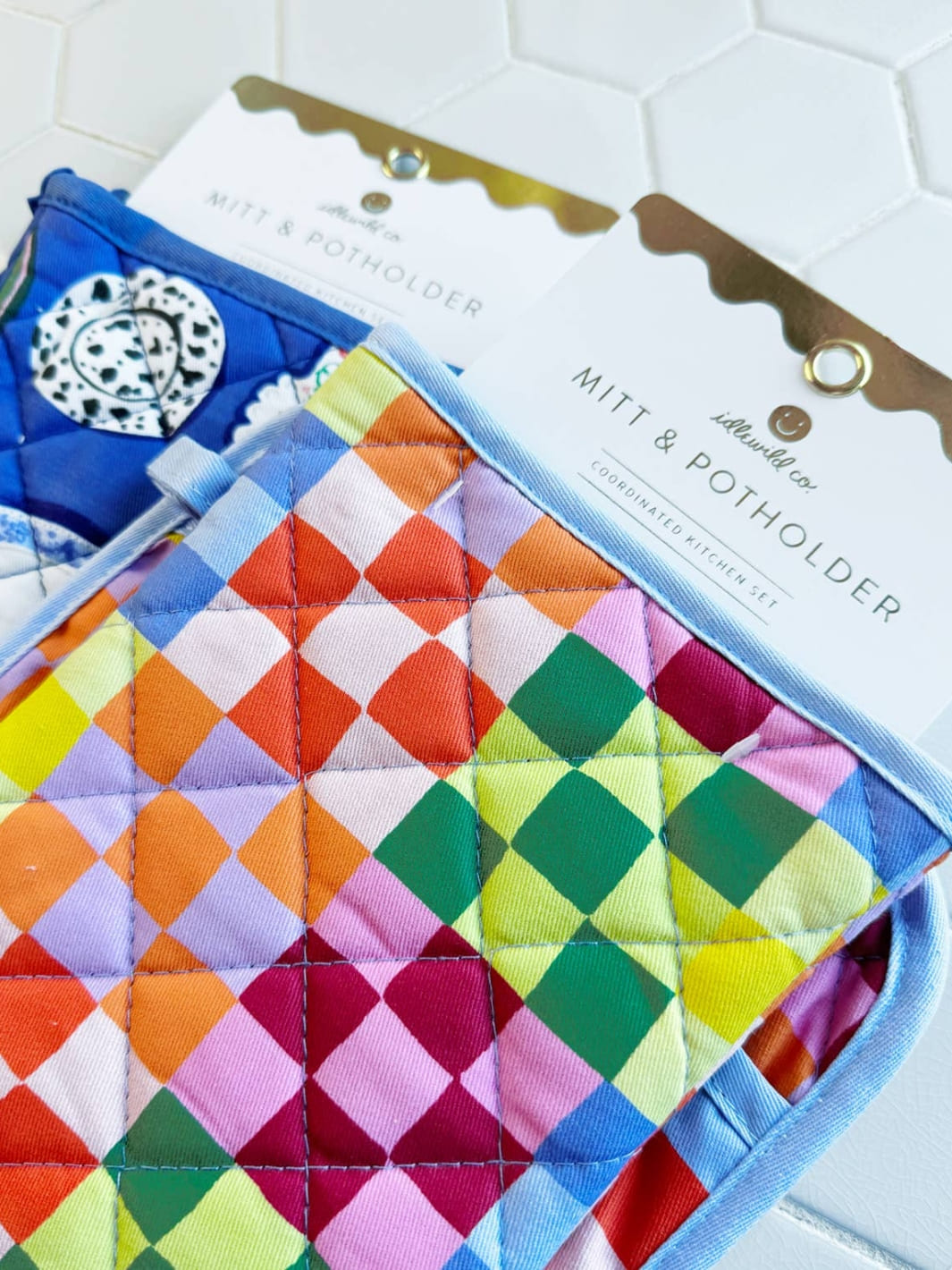 Idlewild Co. Rainbow Check Cotton Oven Mitt + Pot Holder Set | Twentyseven Toronto