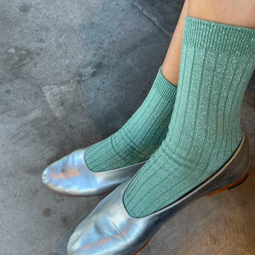 Twentyseven Toronto - Le Bon Shoppe Her Socks (MODAL Lurex) - Jade Glitter