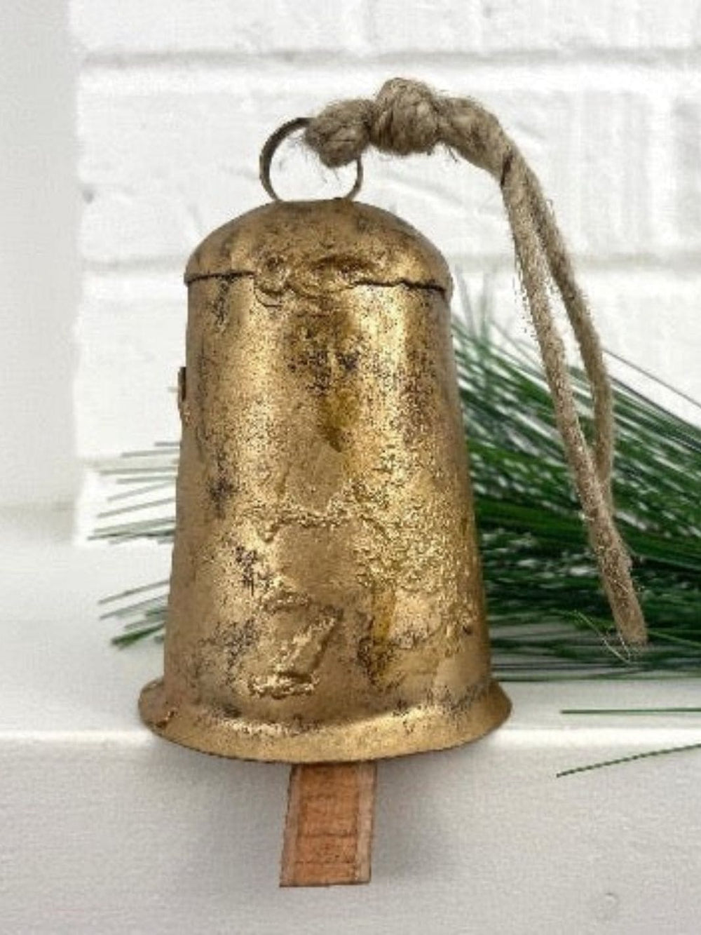 Fort & Field 4" Flared Mermaid Brass Finish Bell Wood Striker Jute Hanger | Twentyseven Toronto