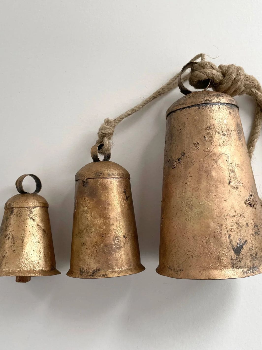 Fort & Field 4" Flared Mermaid Brass Finish Bell Wood Striker Jute Hanger | Twentyseven Toronto