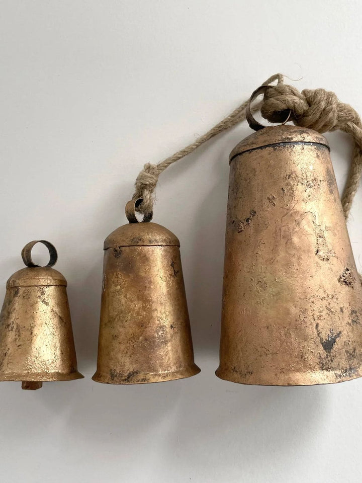 Fort & Field 4" Flared Mermaid Brass Finish Bell Wood Striker Jute Hanger | Twentyseven Toronto
