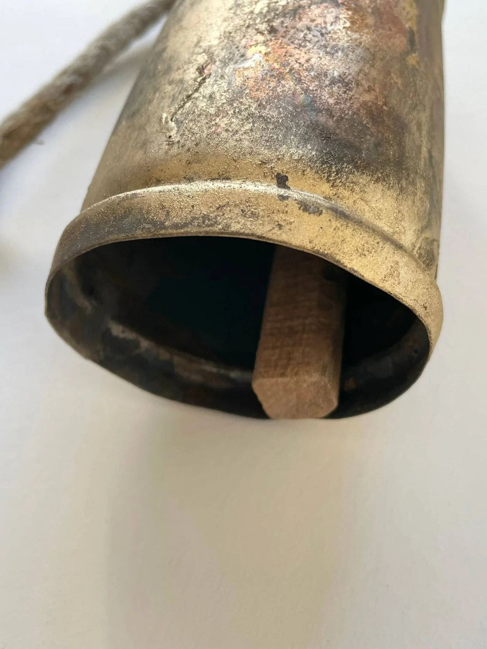 Fort & Field 6 1/2" Tin Brass Finish Bell w/ Wood Striker Jute Hanger | Twentyseven Toronto