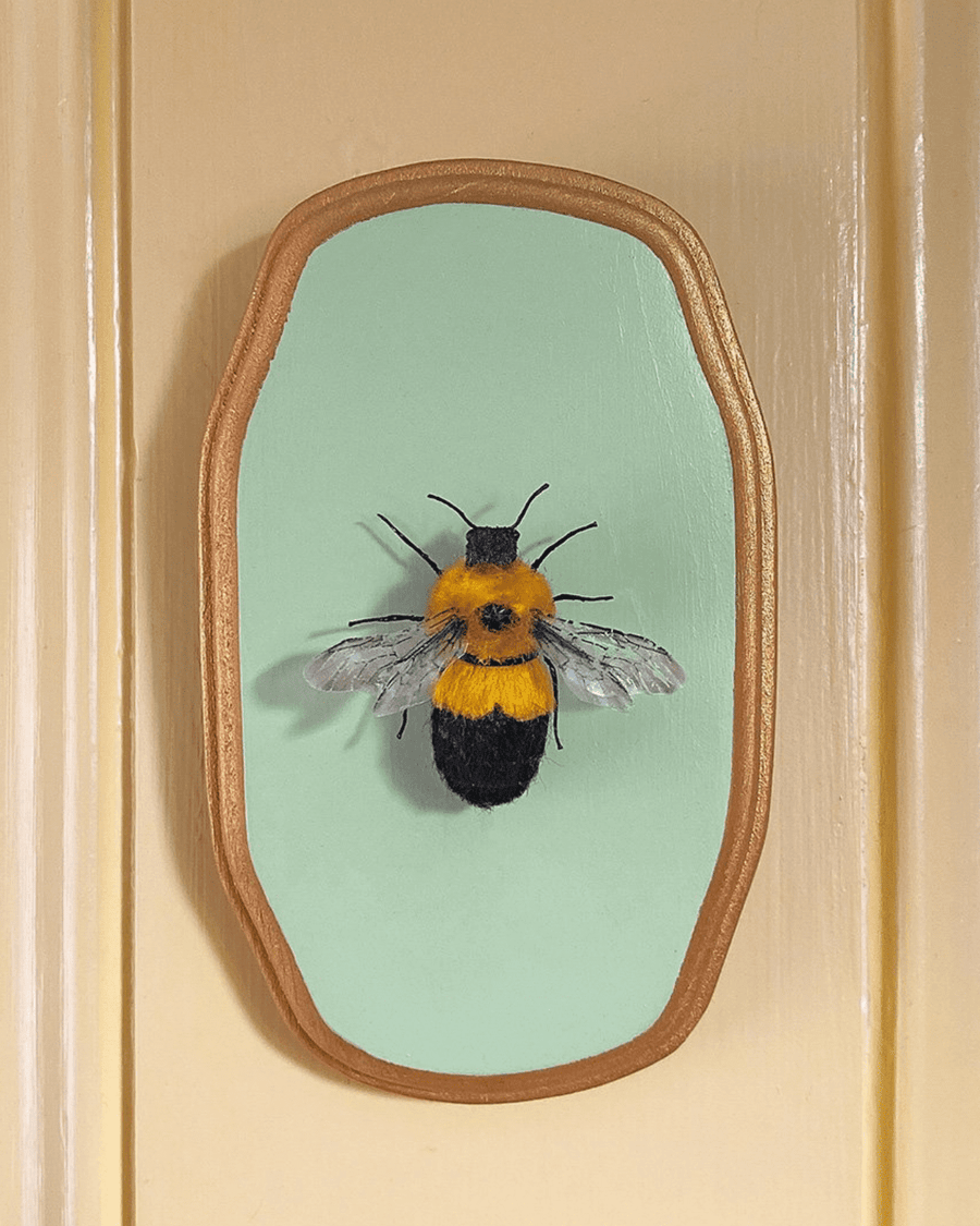 Twentyseven Toronto - Golden Age Botanicals Bumblebee On French Corner Plaque 5” long x 3” wide
