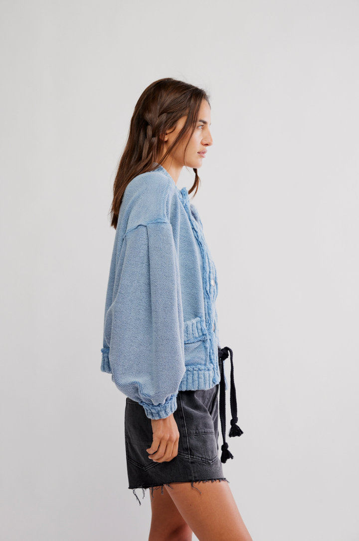 Cozy In This Cardi- Dusty Blue