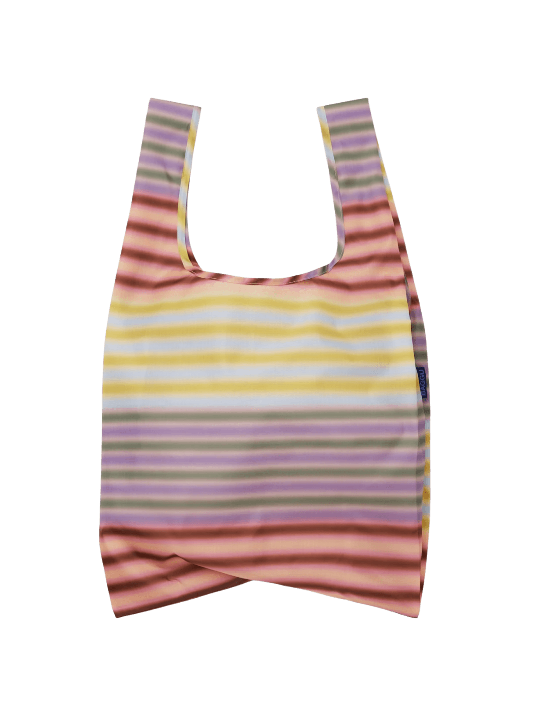 A front product shot displaying the fully opened BAGGU Standard Baggu in Gradient Stripe Multi | Twentyseven