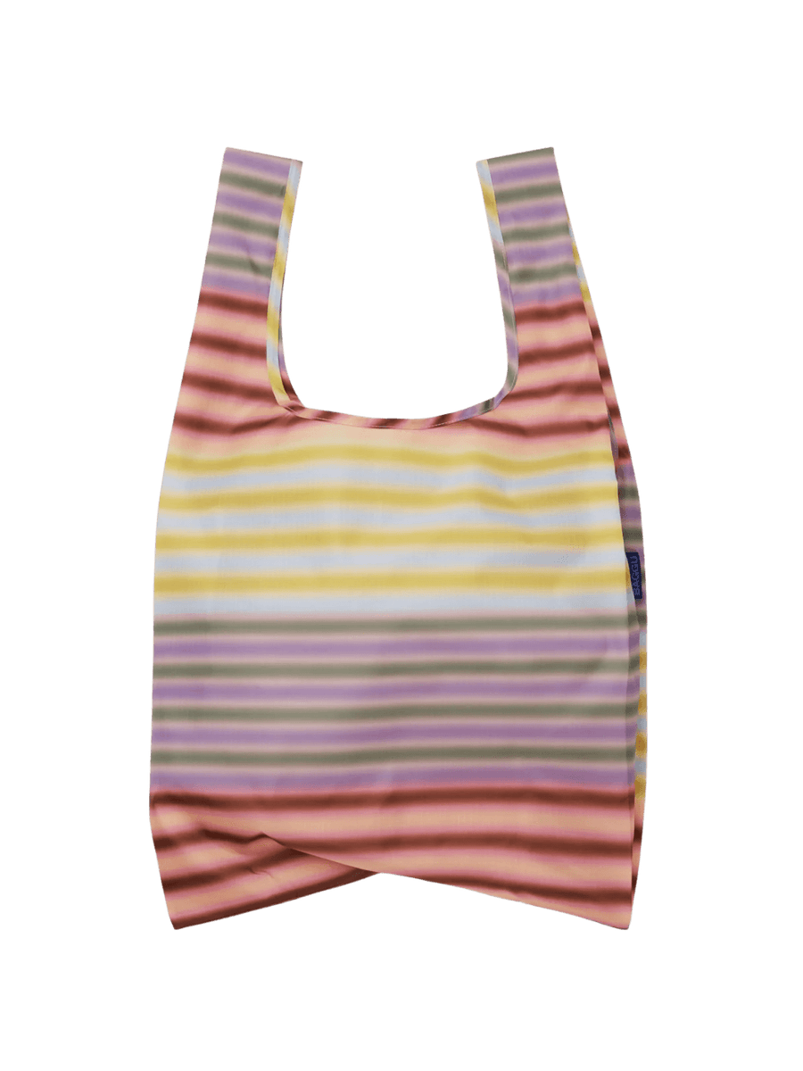 A front product shot displaying the fully opened BAGGU Standard Baggu in Gradient Stripe Multi | Twentyseven