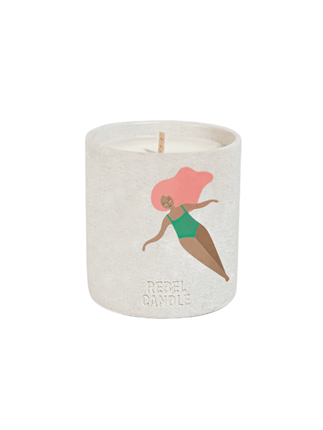 Maison Matine A Contre Courant Scented Candle with a graphic of a woman in a green swimsuit 160g | Twentyseven Toronto 