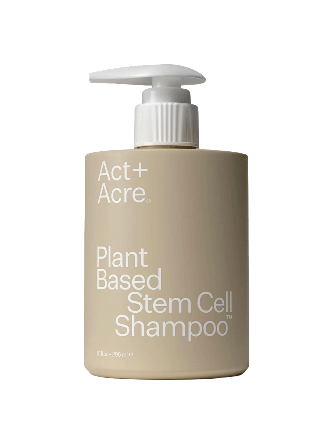 Act+Acre Plant Based Stem Cell Shampoo in beige pump bottle, 10 fl oz | Twentyseven Toronto