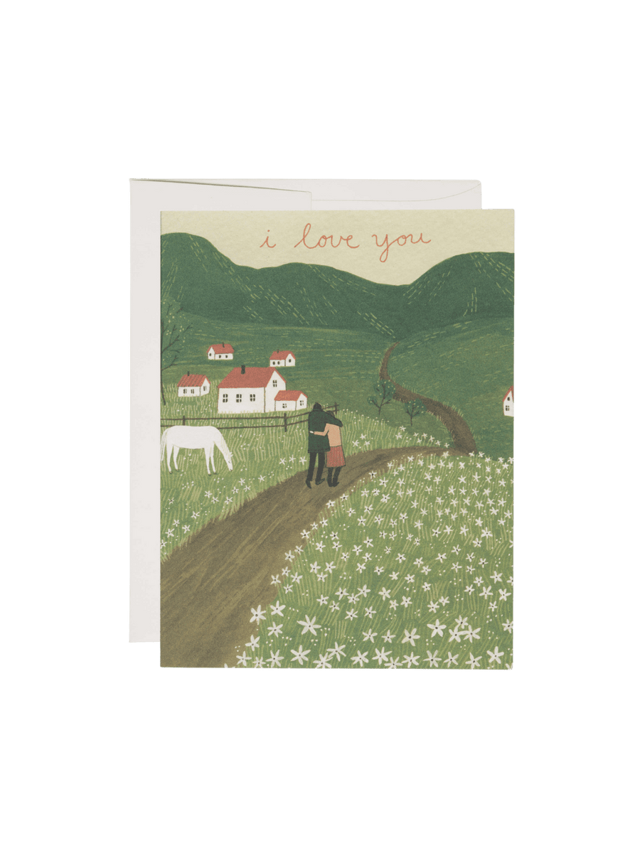 Red Cap Cards Along the Road Love Greeting Card by Yelena Bryksenkova | Twentyseven Toronto