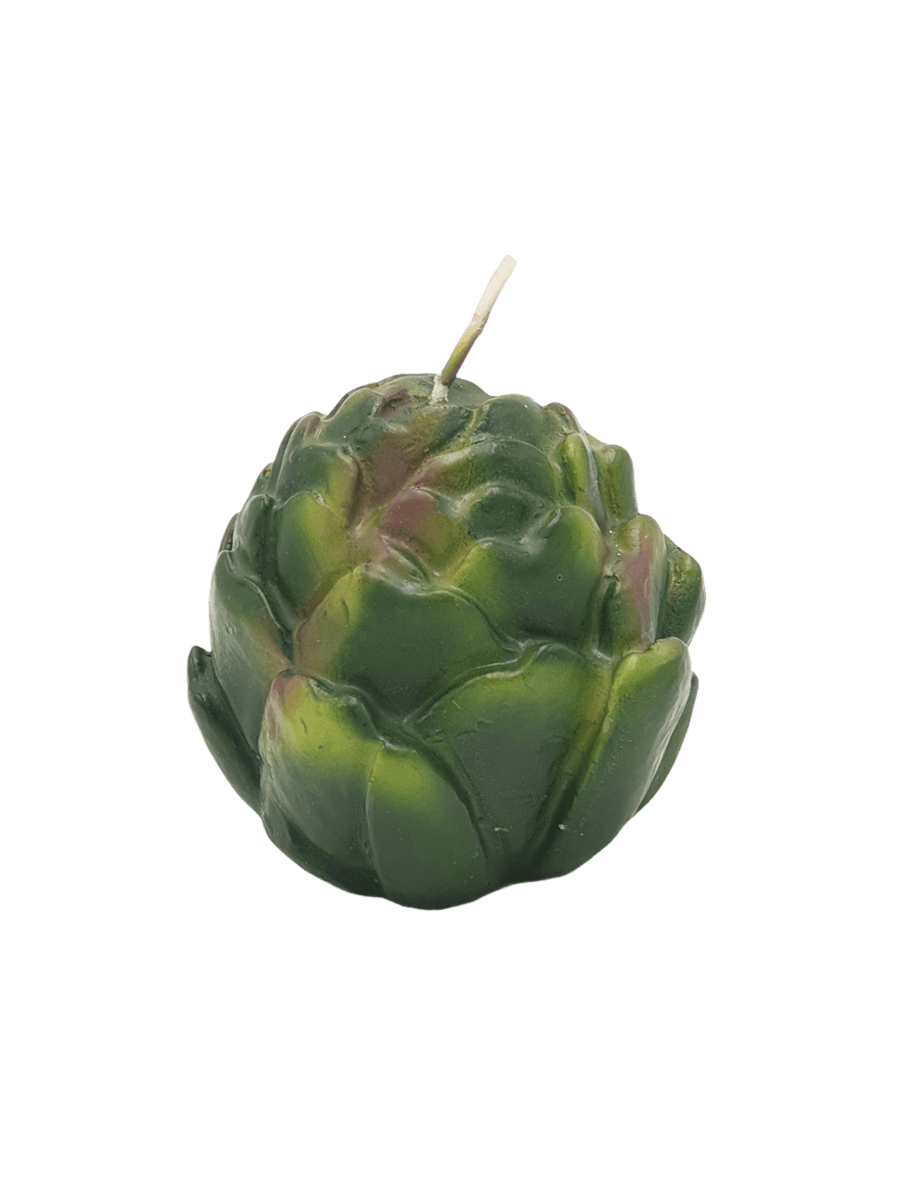 Artichoke-shaped candle from Cereria Introna on a transparent background | Twentyseven Toronto