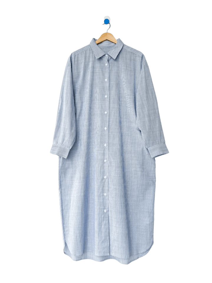 Artist Long Shirt - Blue Pinstripe