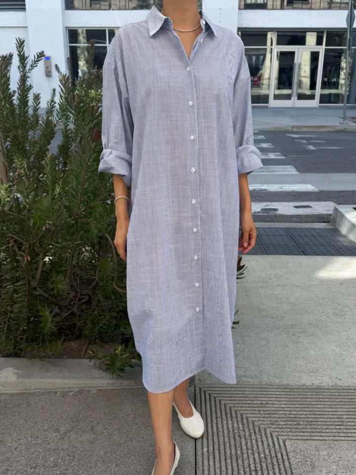 Artist Long Shirt - Blue Pinstripe