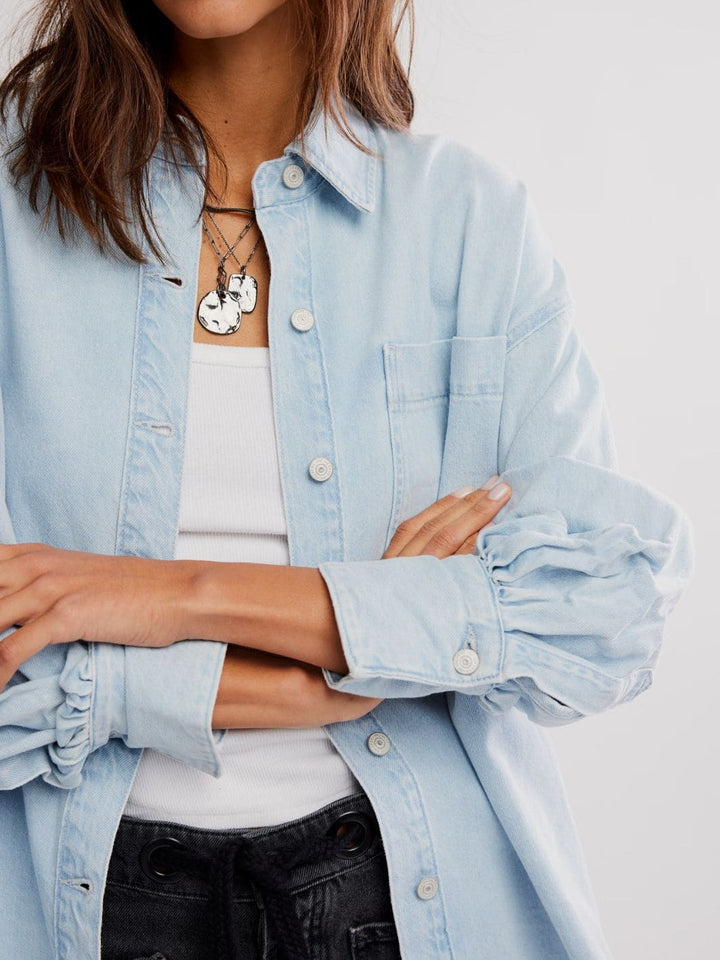 Free People We the Free Ashley Denim Shirt in Classic Blue Wash | Twentyseven Toronto