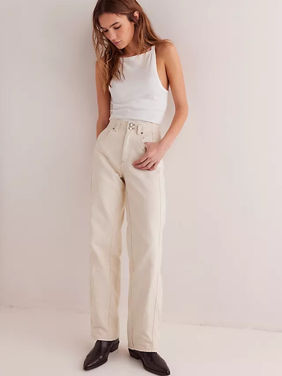 We the Free by Free People Aster Straight-Leg Jeans in Cream | Twentyseven Toronto