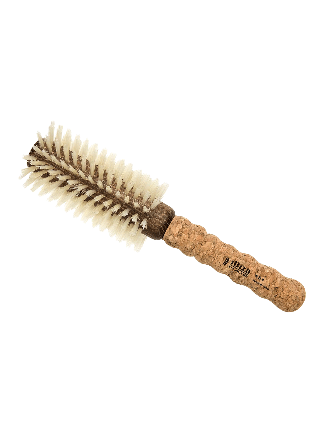 Ibiza Hair B4 64mm Round Brush with blonde boar bristles and ergonomic cork handle on a white background | Twentyseven Toronto