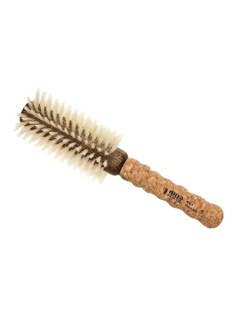 Ibiza Hair B4 64mm Round Brush with blonde boar bristles and ergonomic cork handle on a white background | Twentyseven Toronto