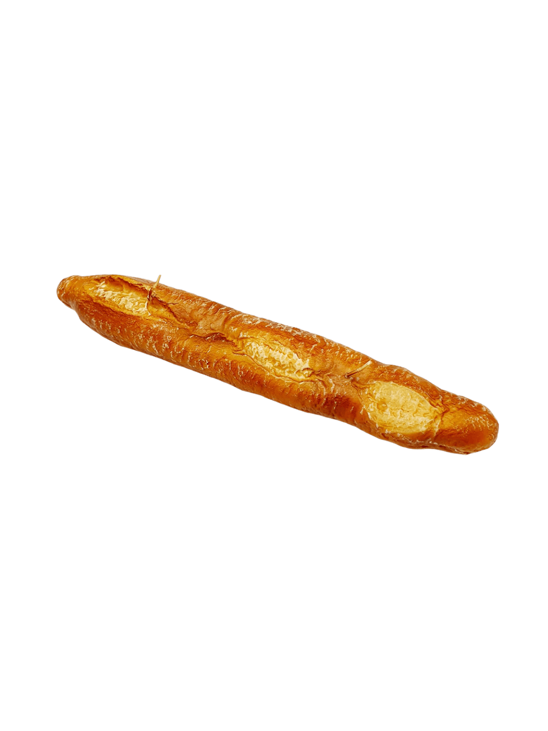 Baguette shaped candle from Cereria Introna on a transparent background | Twentyseven Toronto