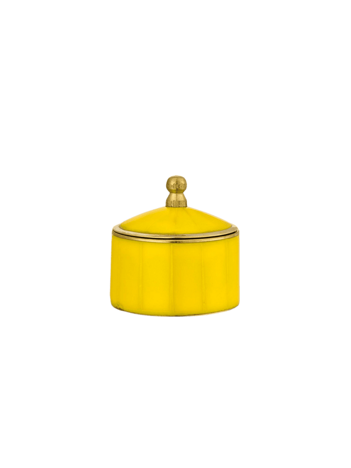 Doing Goods Bailey Circus Box Small Yellow | Twentyseven Toronto | Yellow storage box with gold lid 