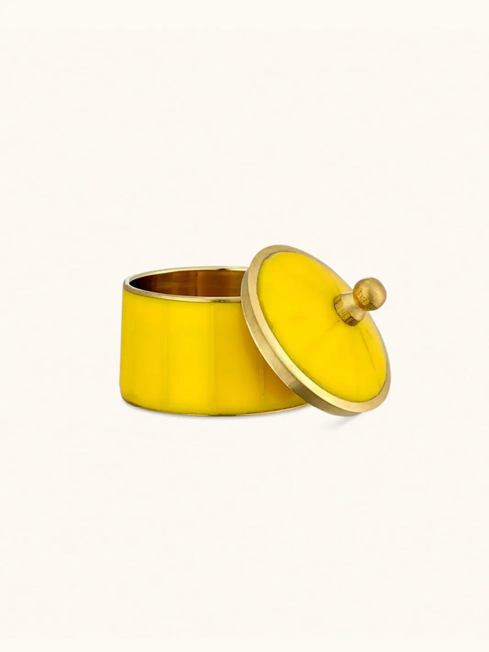 Doing Goods Bailey Circus Box Small Yellow | Twentyseven Toronto | Open yellow storage box with gold lid 