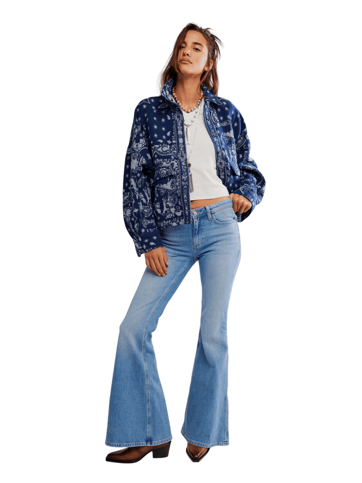 Free People Bandana Jacquard Shirt in Indigo Combo | Twentyseven Toronto