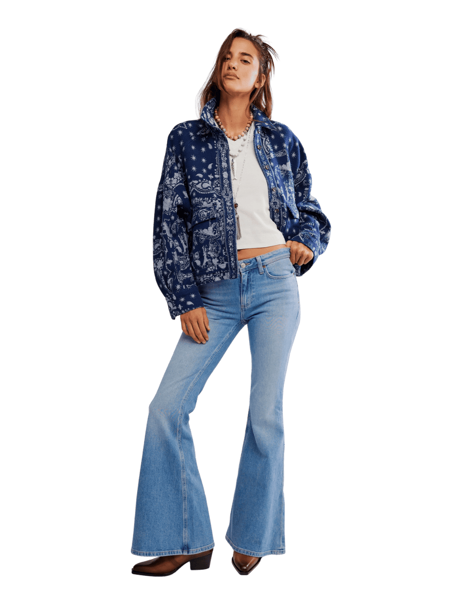 Free People Bandana Jacquard Shirt in Indigo Combo | Twentyseven Toronto