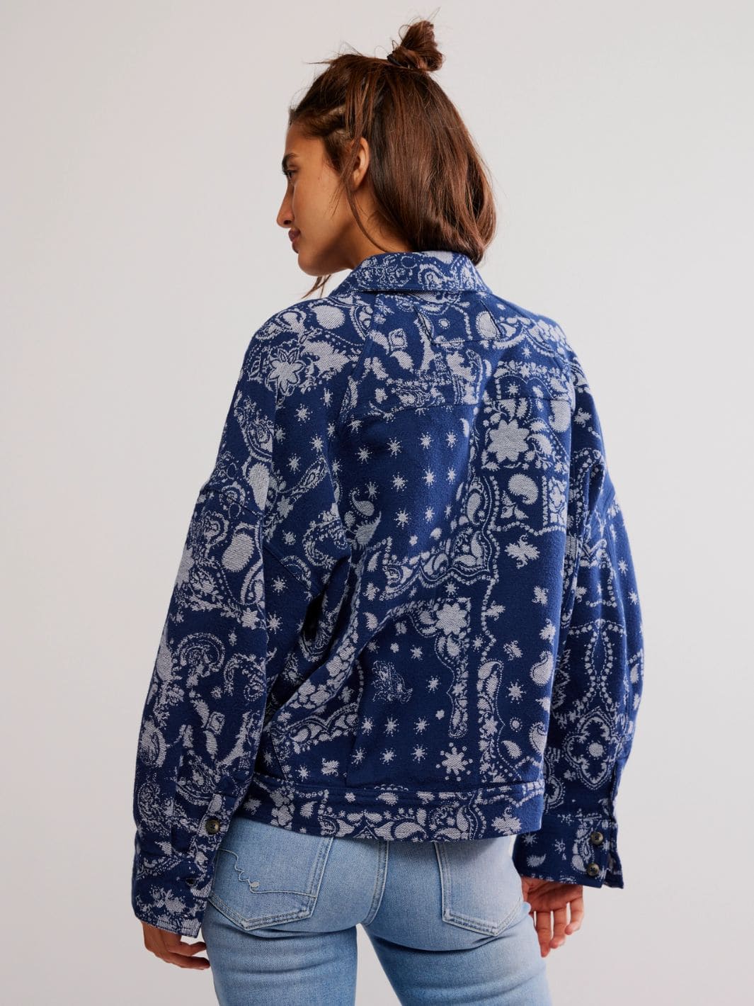 Free People Bandana Jacquard Shirt in Indigo Combo | Twentyseven Toronto
