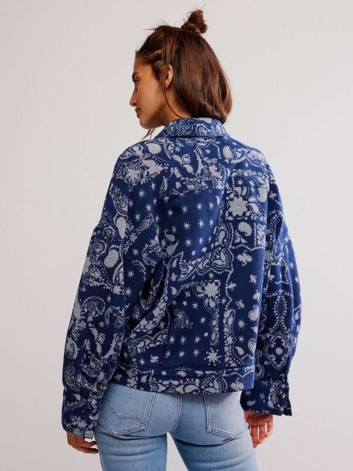 Free People Bandana Jacquard Shirt in Indigo Combo | Twentyseven Toronto