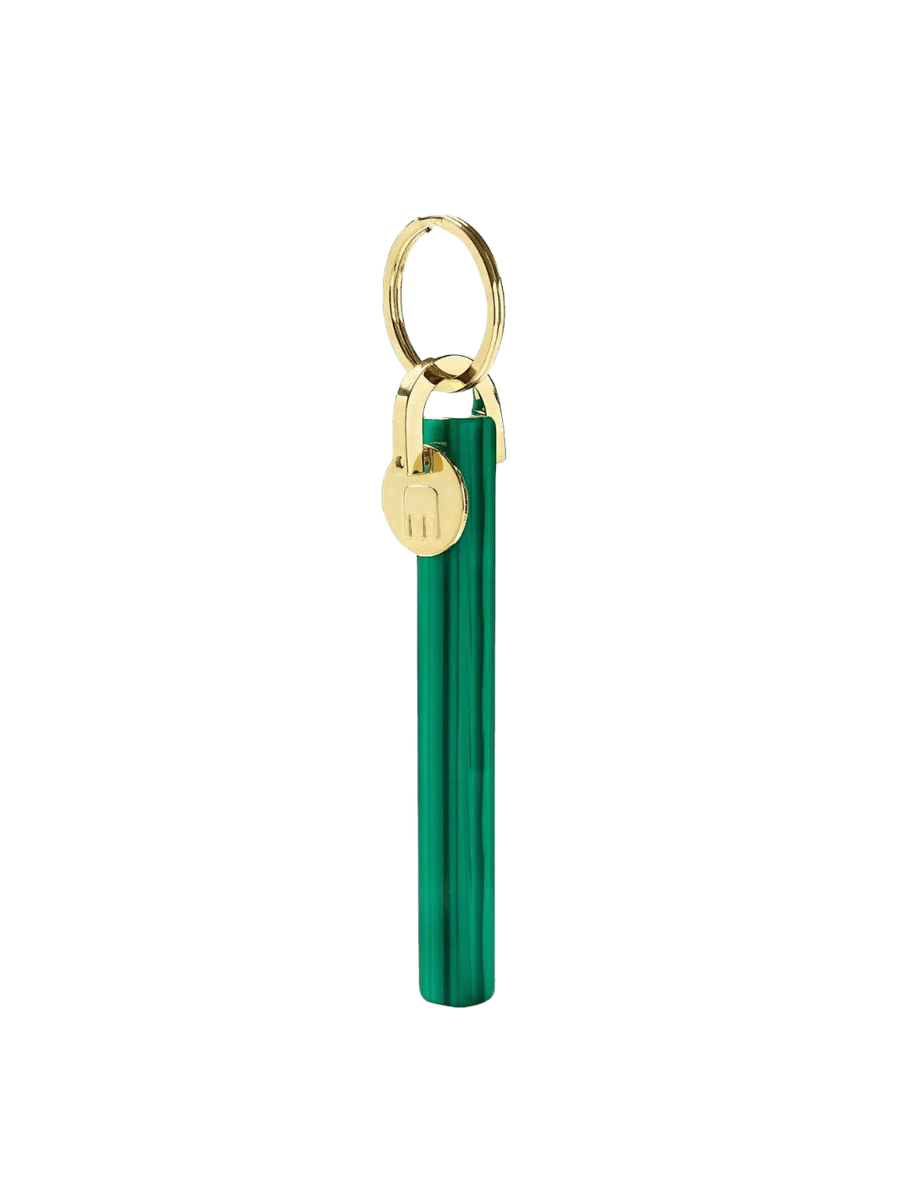 Green Malachite bar keychain with gold accent from MACHETE | Twentyseven Toronto