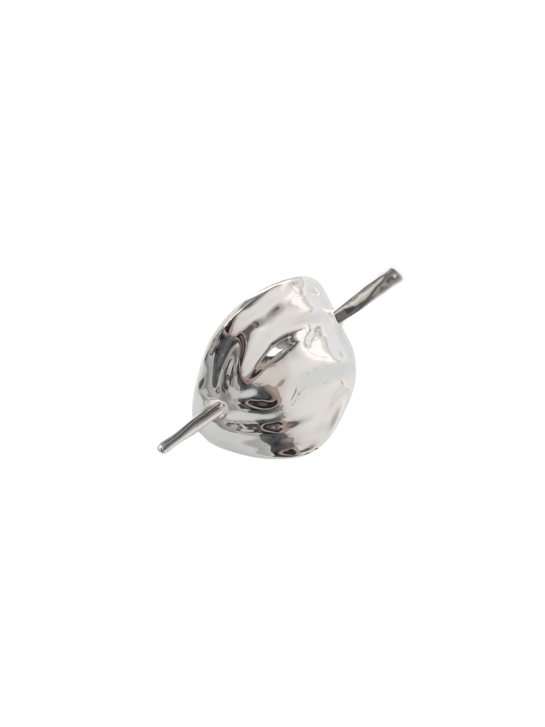 A Bean French Pin in Silver from Wolf Circus highlighting its liquid-silver aesthetic and modern design on a transparent background | Twentyseven Toronto